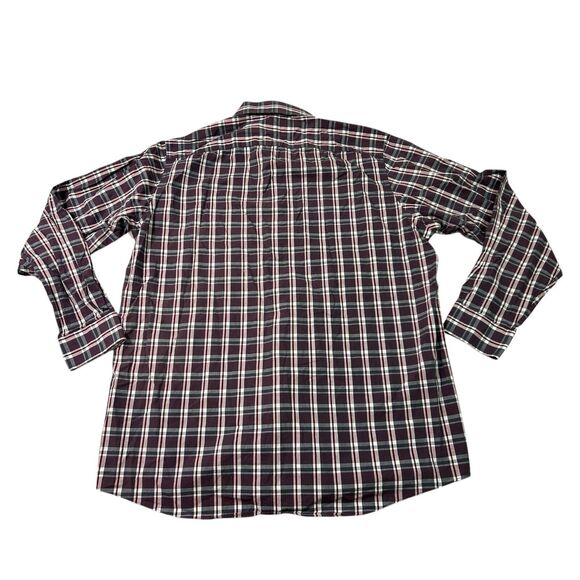 Michael Kors Mens Plaid Button Down Shirt 16 34/35 Burgundy Gray White - Picture 5 of 12